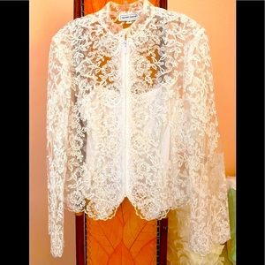 💐Bridal White Lace Jacket Camisole Set NWT 6 Victor Costa